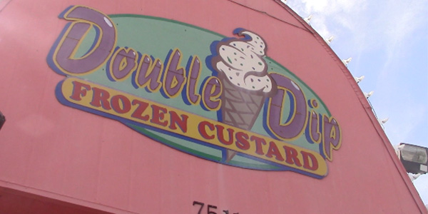 Double Dip sells frozen yogurt creations complete with both toppings and mix-ins. 