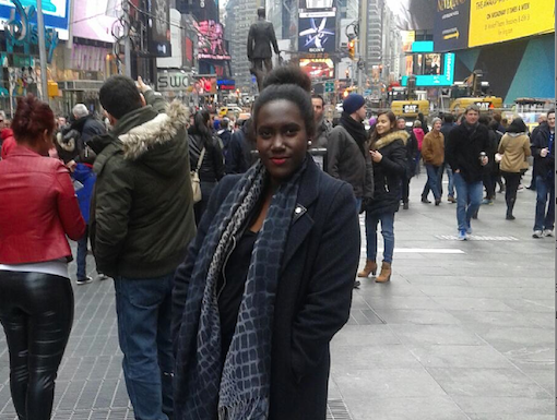 Interested in pursuing a career in fashion, senior Laura Muriungi decided to start a fashion club on campus. Above, Muriungi poses in Times Square, New York City.