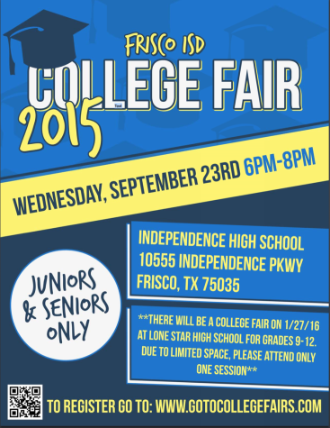 The College Fair will be at Independence High School from 6 to 8 p.m. on Wednesday, September 23. Pre-register at www.gotocollegefairs.com.