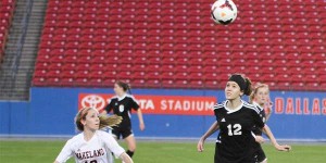 While concussions in football get most of the media attention, other sports such as soccer and volleyball can have a higher rate of concussions. In the picture above, 2015 graduate Sydnee Blaisure gets ready to head the ball during a match against Wakeland at Toyota Stadium earlier this year. 