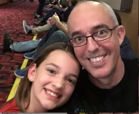 Jeff Crowe and his daughter Allison waited in line for five hours to see the newest Star Wars movie. 