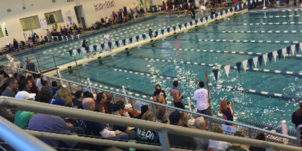 The view from the stands at the District 11-5A meet the Bruce Eubanks Natatorium on Saturday, Jan. 23, 2016.