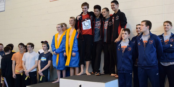 The boys 400 free relay team took first place in the 2016 3-5A Regional Meet,one of several relays and individuals that advanced to State. The 