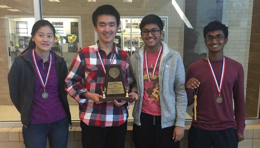 The UIL Number Sense team placed first overall with freshman Aniket Matharasi placing third and qualifying for Region
