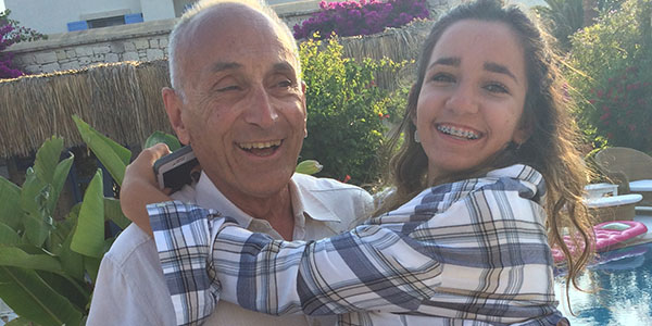 On one of her last visits to see her grandparents, freshman Phoebe Mutlu shares an embrace with her grandfather Aykut Mutlu.