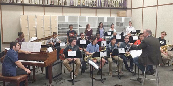The 2015 All-Region Jazz Ensemble listens in at a rehearsal. This year junior Nathan Brooks and senior Aaron Stone took things a step further by being accepted into the All-State Jazz Ensemble II, one of the highest in-school achievements for a high school musician and will perform at the annual TMEA Convention in San Antonio in February.





Jazz Ensembles were announced Wednesday with four students making it on Jazz Ensemble 1 and four selected to Jazz Ensemble 2. 