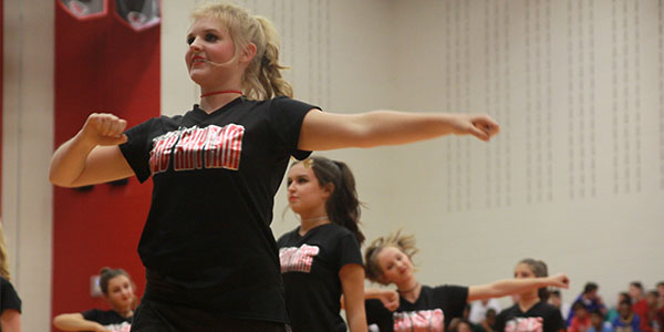 Red Rhythm was just one of the student groups that performed in Thursdays senior pep rally. 
