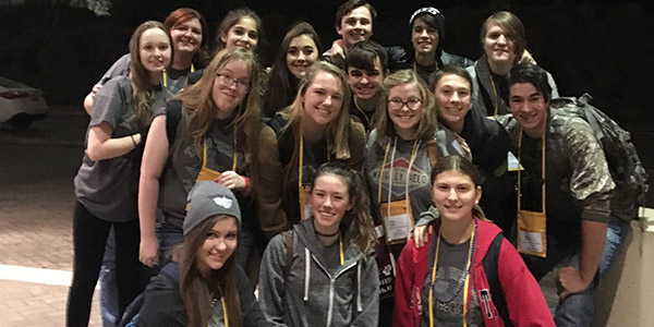 Each year several Redhawks theatre students are inducted into the International Thespian Society, and organization working to promote the celebration of educational theatre in a high school setting. Aside from activities throughout the year, the Redhawk ITS troupes main gathering is held in November when they get to attend the International Thespian Festival. 