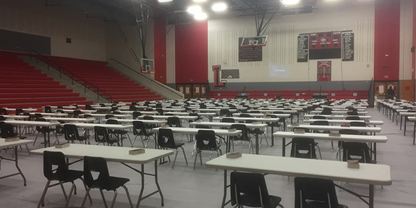 Both gyms, along with several other rooms on campus, will be utilized for STAAR testing Thursday. 