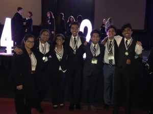 Seven HOSA students advanced from the state competition to the international conference in Orlando. Those advancing are (from L to R): Abby Dasgupta, Aamerah Haque,
Amy Abraham, Yash Harkara, Arun Krishnaraj, Taha Siddiki and
Nikhil Sridharan.