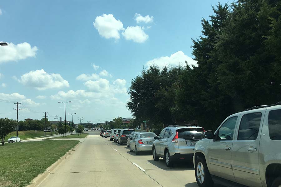 Stretch nearly all the way to the school, the line for gas at the RaceTrac just east of school on Rolater was more than 20 cars deep before the station ran out of gas early Thursday afternoon, Aug. 31, 2017. 