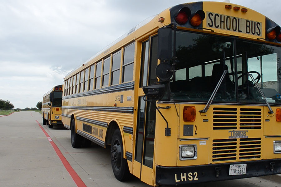 A large percentage of the student body use the school buses as a means of transportation to and from school. 