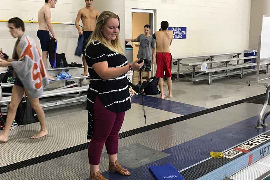 Swimming in high school at Lovejoy, Emily Nighingale swam in college at New Mexico State and is the schools new swim coach, her first time as head coach at the high school level. 