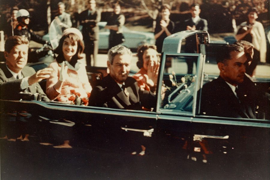 With his wife Jacqueline Kennedy in the back seat of the Lincoln convertible, along with 
Texas Governor John Connally and his wife Nellie in the front seat, John F. Kennedy was assassinated while traveling through Dallas on Nov. 22, 1963. 

The assassination happened during a 10-mile motorcade through the streets of downtown Dallas as their vehicle passed the Texas School Book Depository Building. Kennedy was taken to Parkland Hospital where he was pronounced dead 30 minutes. He was 46.