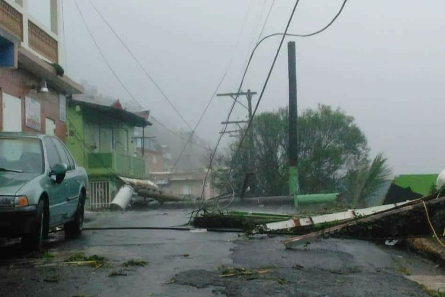 Downed power lines are about as common as fallen trees across Puerto Rico as more than 90 percent of the island is still without power as of Oct. 4, 2017.