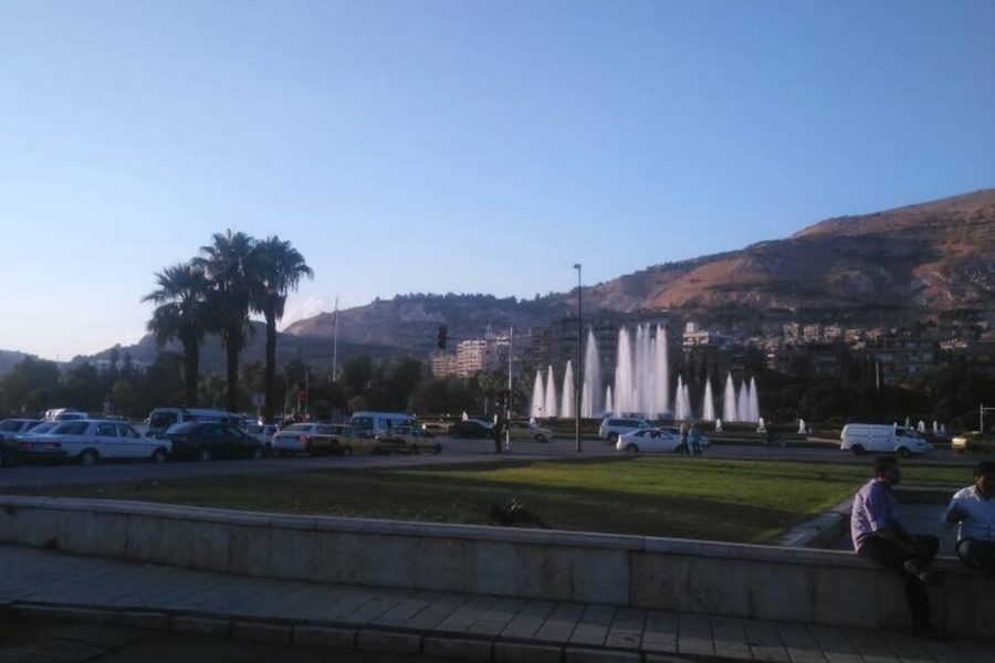 An+outdoor+fountain+park+in+Damascus+Syria+still+brings+some+locals+outside+despite+the+5+year+civil+war+raging+outside+the+city.+