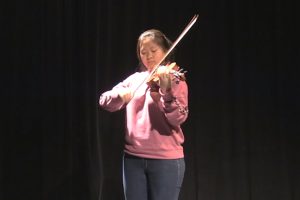 Megan is the first student from the school to play with a professional orchestra.