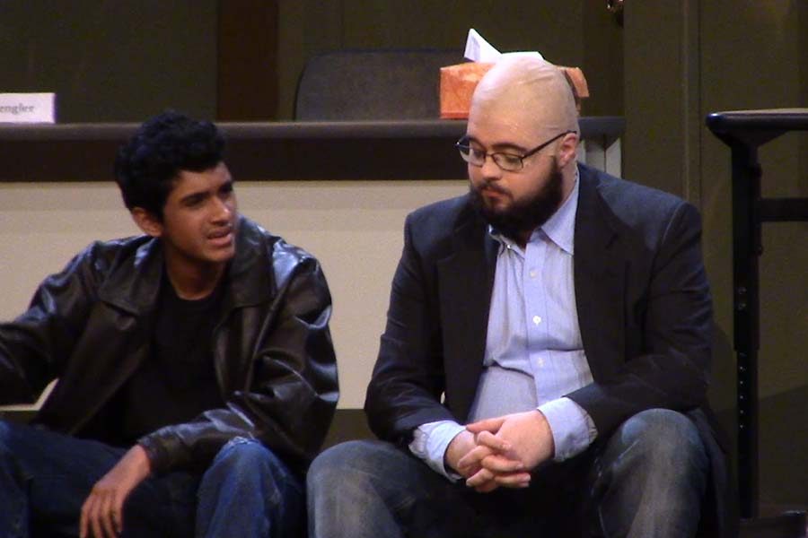 On the set of Gifted, sophomore Ved Potadar and senior Mac Lyell take part in a scene. With no more performances until spring, theatre classes are currently working on a variety of endeavors. 