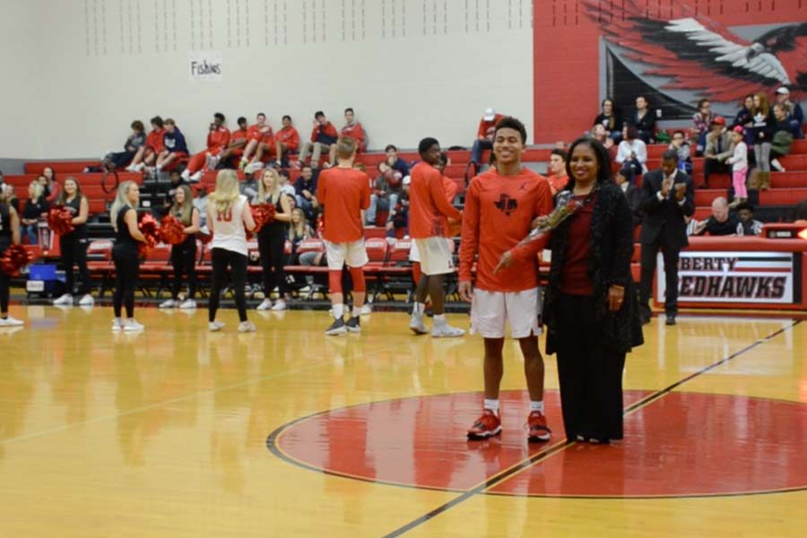 Senior James Matthis and all other senior basketball players were recognized with their parents prior to Tuesdays game. 