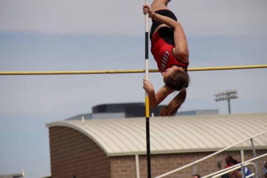 Junior Kristen Masucci represents Redhawks as the only girls pole vaulter on campus. 
