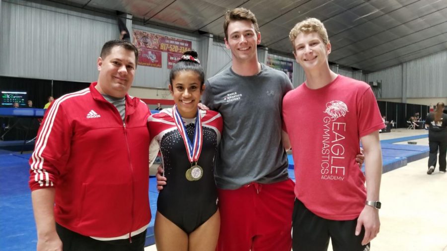 Freshman Mihika Sharma (second from left) qualified for nationals for the third year in a row. 