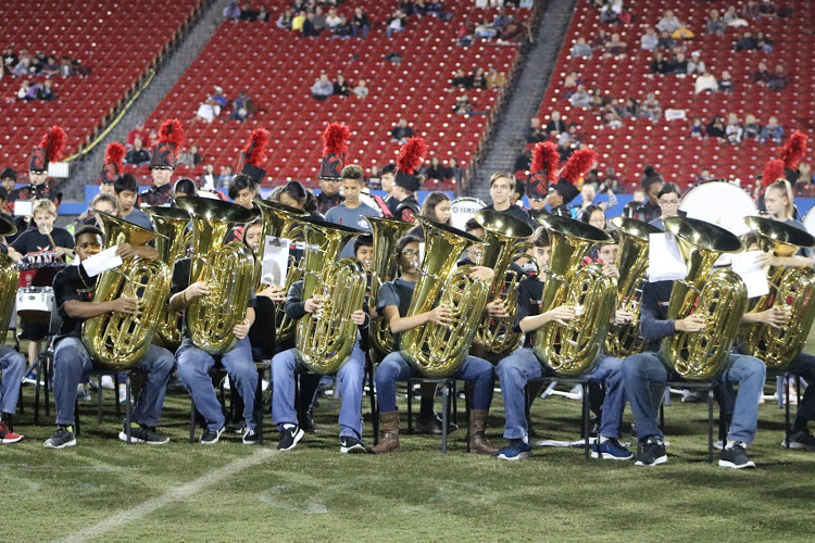 Performing on the field at Toyota Stadium, the Vandeventer and Fowler Middle School bands joined the Redhawks marching band for Middle School Night on Friday, Oct. 26, 2018. The night is designed to give middle school band students an idea of what to expect if they continue with band in high school. 

