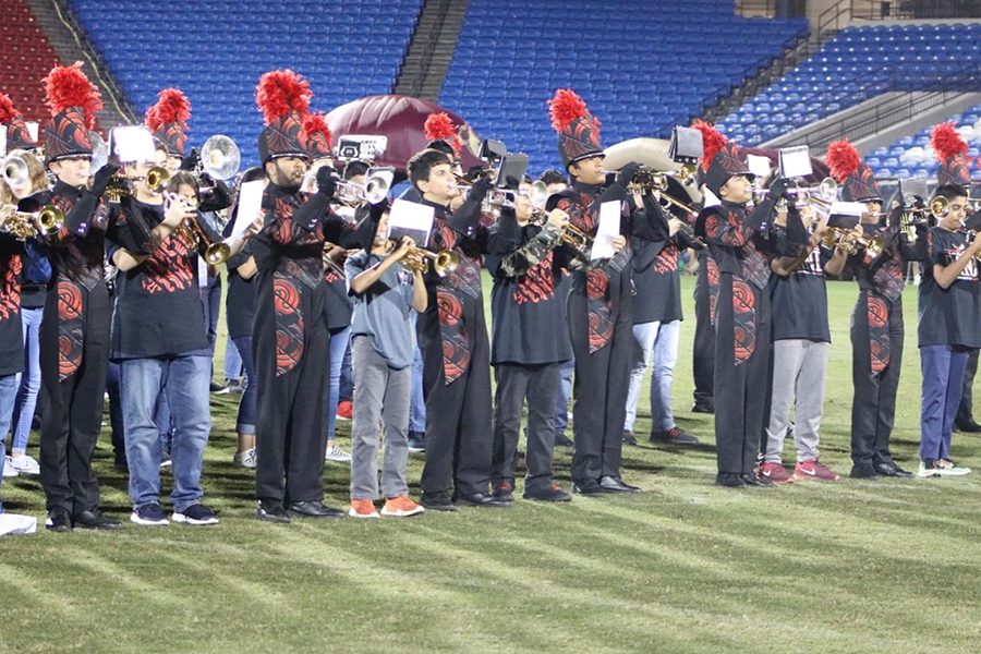 Flashback to fall, band students perform at the football game during marching season. As students prepare for next marching season, Band is going through the final phase of picking the Band Leadership Team. According to Assistant Director Tyler Elvidge, applicants must exemplify good character and integrity before being considered. 