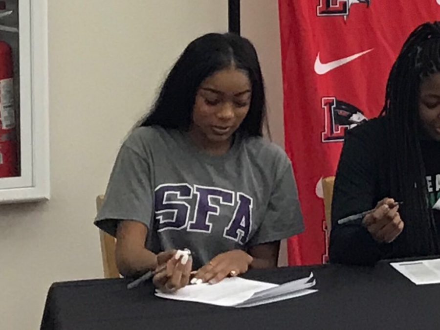 Senior Nissi Kabongo signed to run track at Stephen F. Austin University.