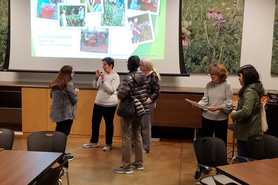 As the Organic Vegetable Gardening presentation comes to an end, viewers take the chance to ask the Master gardeners a few of their questions regarding the presentation. The Master gardeners use their knowledge and background on gardening to answer the questions to the best of their abilities.   
