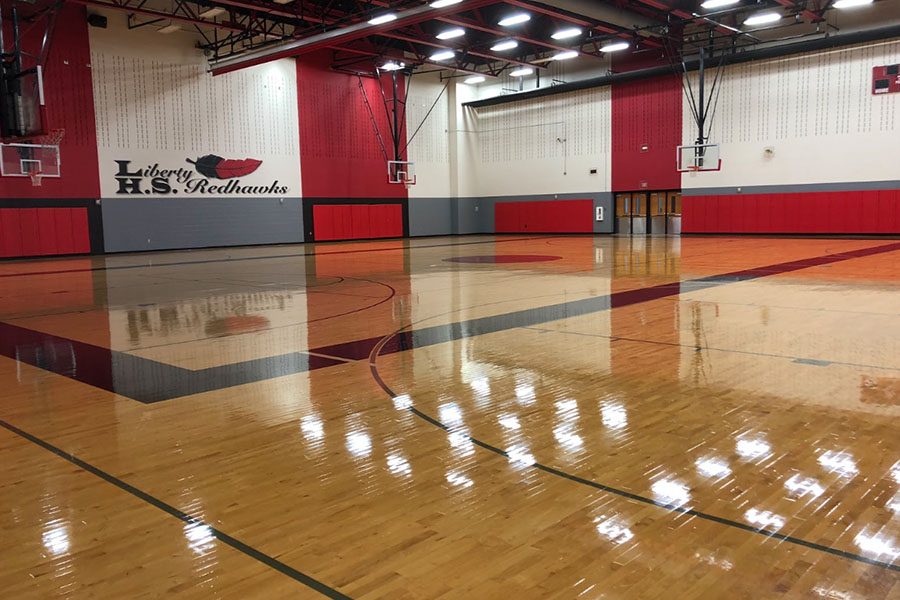 With the gym filled with volleyball, basketball, and various athletic groups throughout the year, fourth period PE struggles to find a place to work out. This leaves PE to switch locations almost every period to accommodate for the gyms busy schedule.