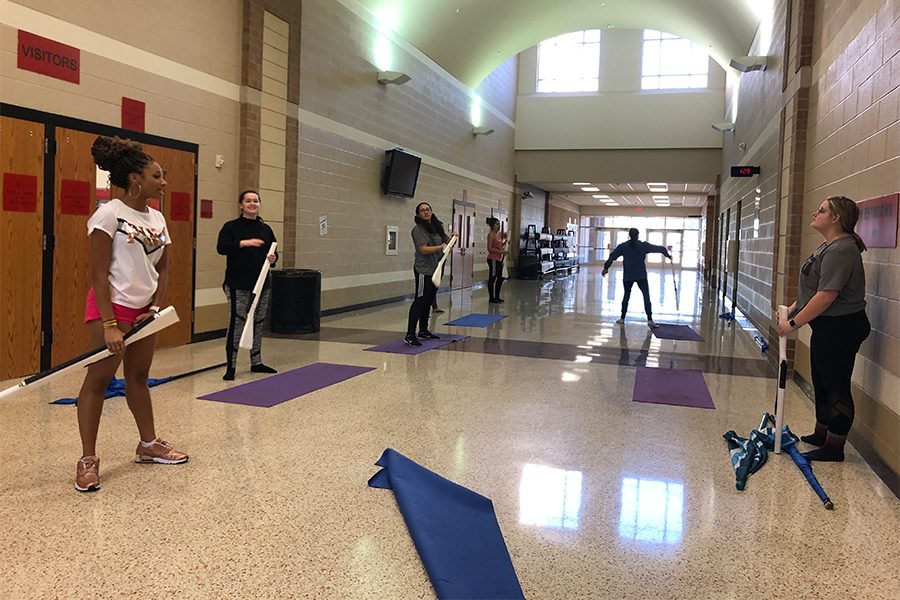 Following the NTCA Coppell High School Competition, color guard practices for flag night on Thursday. The competition took place on Saturday. Varsity placed 1st and junior varsity placed 3rd.