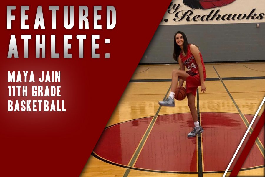 Sophomore Maya Jain dribbles a ball under leg, just days before heading to the girls state varsity basketball tournament. Playing basketball since the age of 4, Jain cites her family and teammates as her biggest motivation.