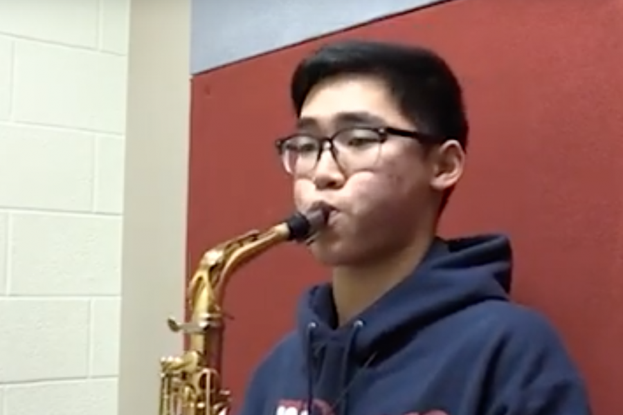 A week after performing with the TMEA All state orchestra, senior, saxophonist Eddie Chen is set to fly to Los Angeles to record with NPR. Pictured practicing, Eddie will perform the networks show From the Top