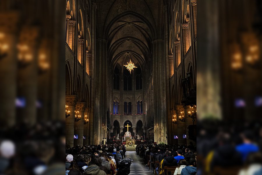 The inside of the Notre Dame cathedral on Christmas Eve is a tourist attraction to many visitors who can find food that is accommodating to different diets.