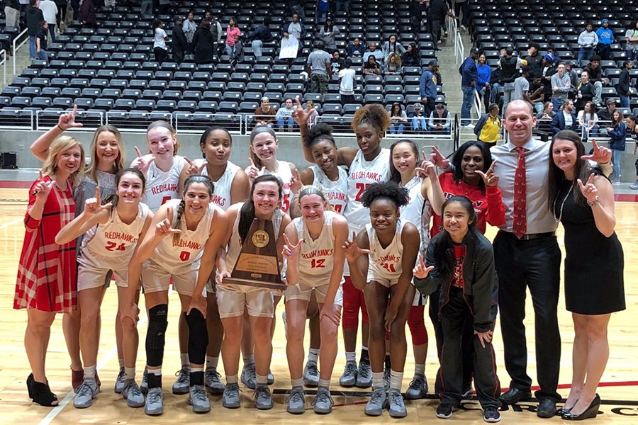Facing+off+against+District+9-5A+rival+Lone+Star+for+the+3rd+time+in+the+2018-19+season%2C+the+Redhawks+and+Rangers+took+to+the+court+in+Garland+for+the+5A+Region+II+final%2C+with+the+winner+advancing+to+the+state+tournament.+%0A%0ATrailing+by+three+with+seven+seconds+left%2C+senior+Randi+Thompson+hit+a+long+3+pointer+to+send+the+game+into+overtime+where+the+Redhawks+would+prevail+43-39.+
