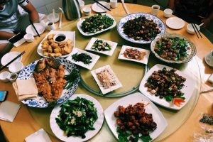 Junior Judy Zhous dinner table was filled with a variety of Chinese foods to celebrate the Lunar New Year. 