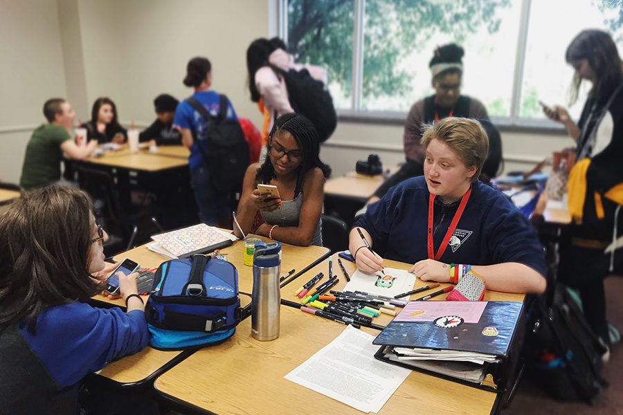 Gathering every Thursday, the Sexuality and Gender Acceptance club brings together students from across campus in hopes of developing a community from all different walks of life. The club is sponsored by AP US History teacher Emily Griffin and lead by club president Maddie Aronson. 