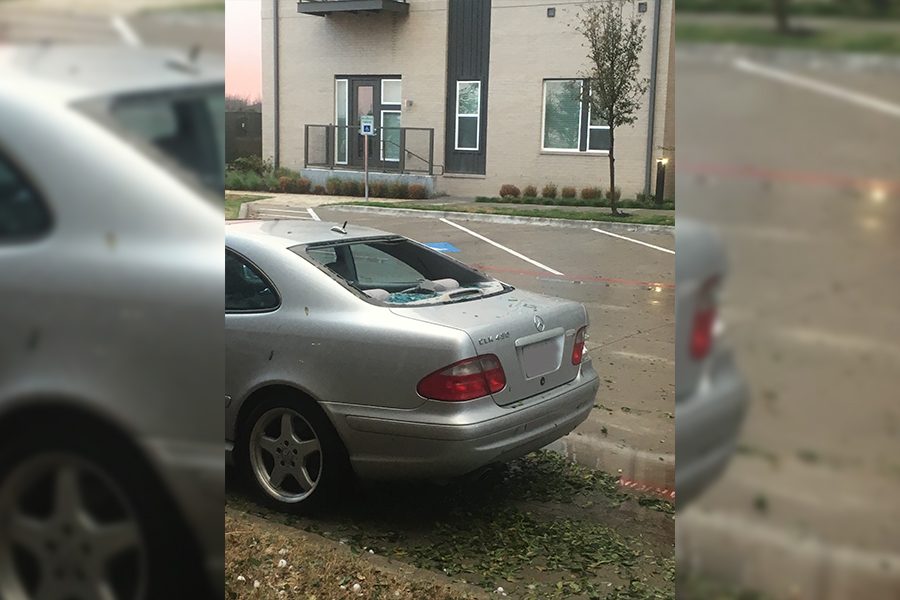 Broken car windows can be seen throughout the Frisco, McKinney, and Allen areas as a massive hailstorm hit the area Sunday evening. According to the National Weather Service, North Texas gets hailstorms the magnitude of Sundays once or twice a year. 