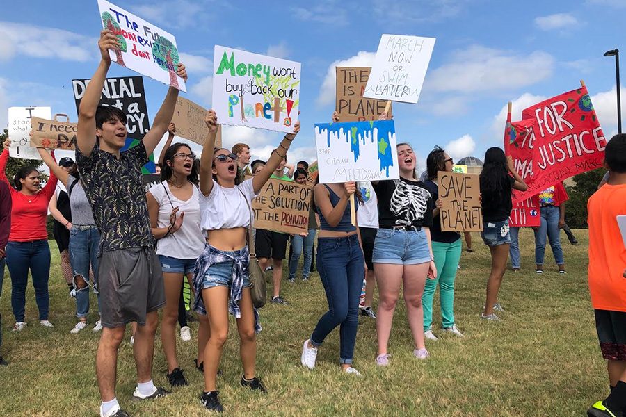 Students across the Dallas-Fort Worth metro area, including over a hundred from Frisco ISD gathered outside the Collin County Courthouse in protest against climate change. This protest was a part of National Climate Strike Week and began on Saturday. 