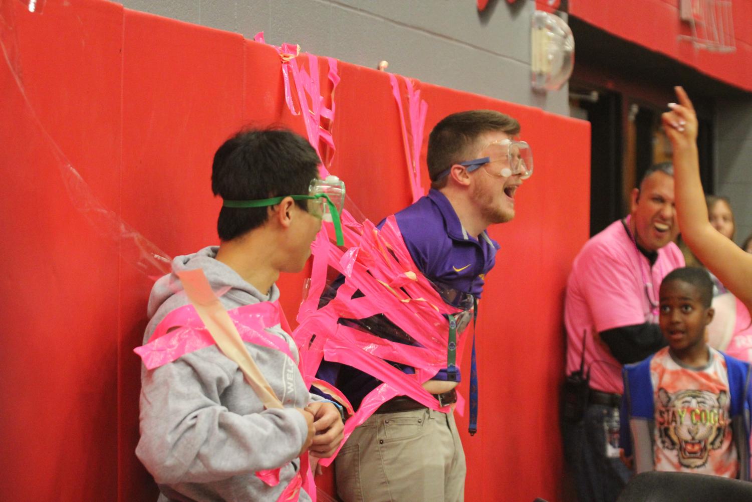 Pink temporarily replaces red and black at pep rally