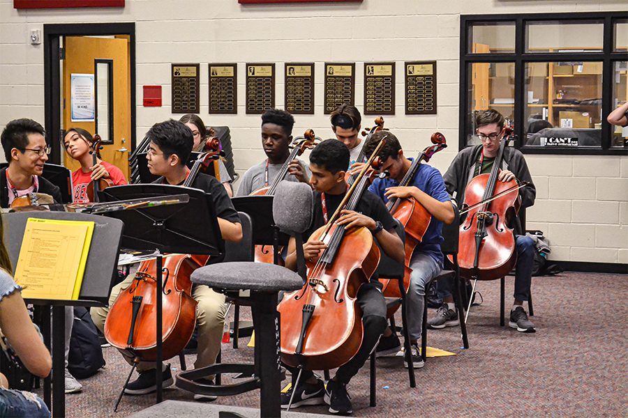 Orchestra prepares for their concert on Tuesday, Oct. 7, 2019, in the auditorium at 7:00 p.m. The concert will also include an auction in order to raise funds for orchestra.