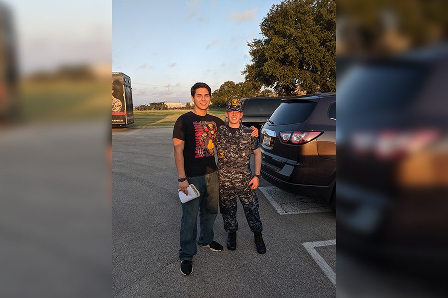 Junior Brendan Bondy poses for a picture in his uniform after joining the United States Naval Sea Cadet Corps (USNSCC).