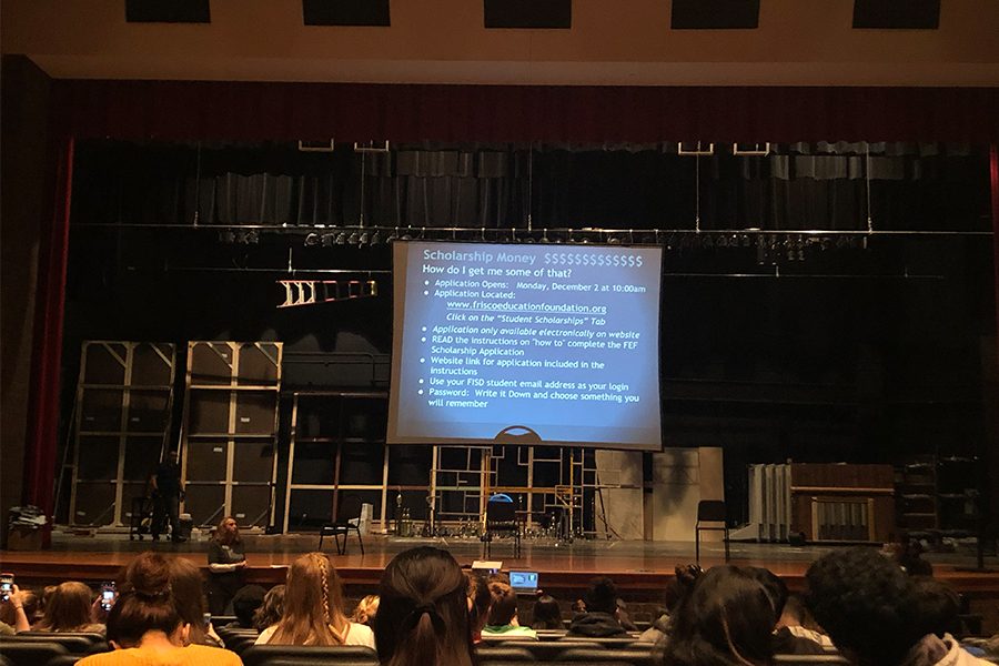 Representitives from the Frisco Education spoke to students during advisory Wednesday, to prepare them for upcoming deadlines for possible scholarship opportunities. The Foundation gives scholarships from anywhere between $500 to $22,000, for students who meet a variety of requirements. 
