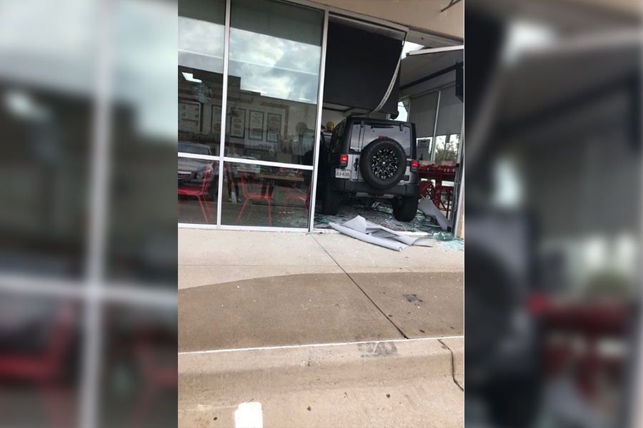 Several students making a Starbucks run Thursday morning witnessed a silver Jeep crash into the Firehouse Subs on Custer and 121. Although the Jeep managed to break through the glass window, there were no injuries reported. 