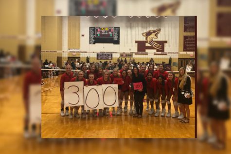 While Heritage celebrated senior night, the volleyball team recognized head coach Ui Womble for her 300th varsity win with the Redhawk program. With Ransom and Wenaas hitting 100, and Womble reaching her 300th victory with the Redhawks, the team has had a lot to celebrate this season. 