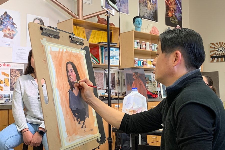 “I had never seen a live demonstration before, it was really fun because he was funny too,” junior Catherine Tong said. “I got to see a lot of different processes that I didn’t know went into painting, which was really cool to look at in real life. I think it’ll help me with how I follow my drawing because I also want to do painting.” 