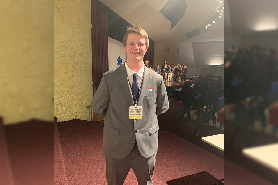 Senior Sam Mills wins the primary election for Speaker of the House in the Plano Youth Delegation on Saturday, Nov. 16, 2019.