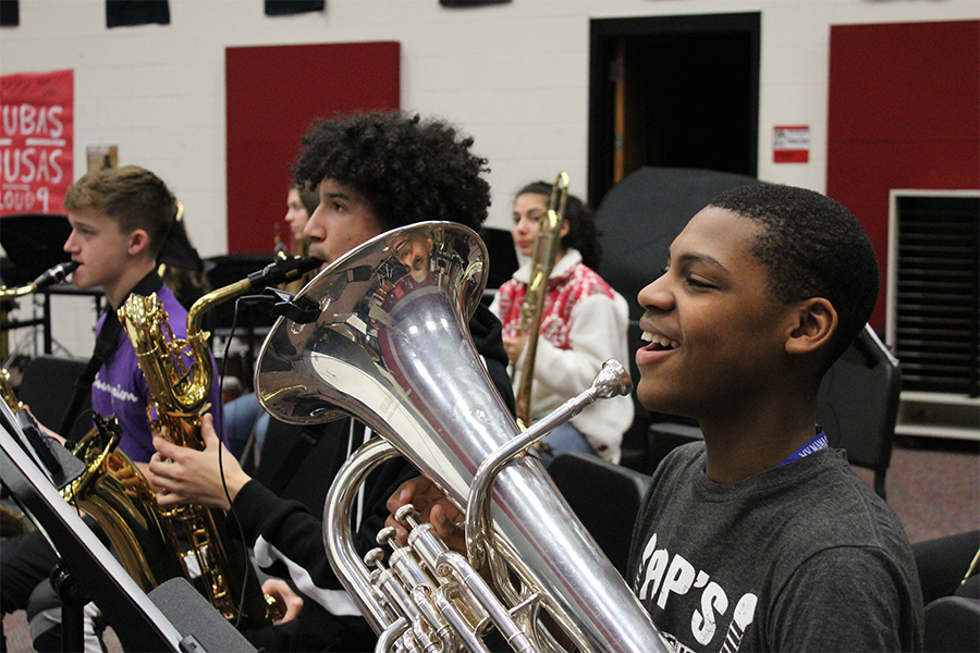 While students are no longer able to play side by side for their concert season, the band directors have come up with an alternative. Students will now send in a video clip of their part for it to be compiled into a larger video, simulating a concert.