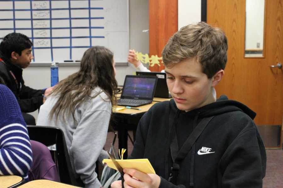 Blake Enloe crafts during HGAP as part of the Women in Agriculture assignment on January 23rd. 
