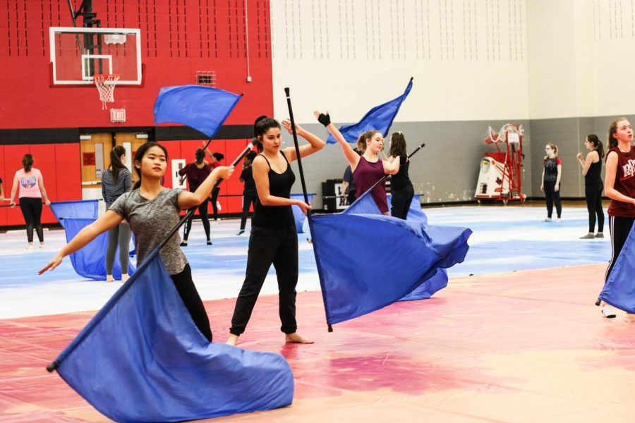 Winter guard practices for upcoming contests. However with COVID-19 closing schools, restaurants, and many business, it has forced their season to come to an end a little early.